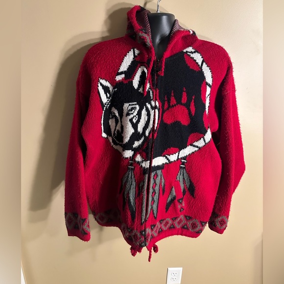 Gorgeous Wool Indigenous Wolf Hoodie - Picture 1 of 9